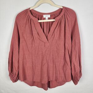 Evereve Terracotta Pleated Blouse